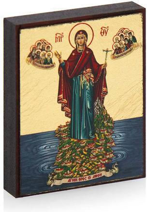 Panagia Athonitissa Icon Canvas Gold Background 6 X 5 Cm