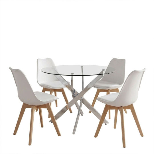 Dining Room Set Gaston with 4 Chairs 100x100cm
