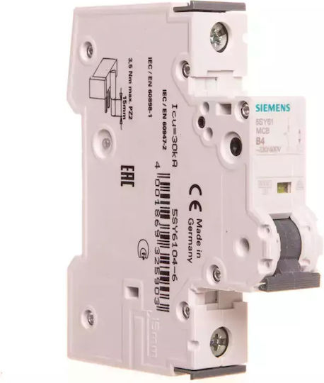 Adapter Switch 1p B 4a 230v 6ka Sentron 5sy6104-6