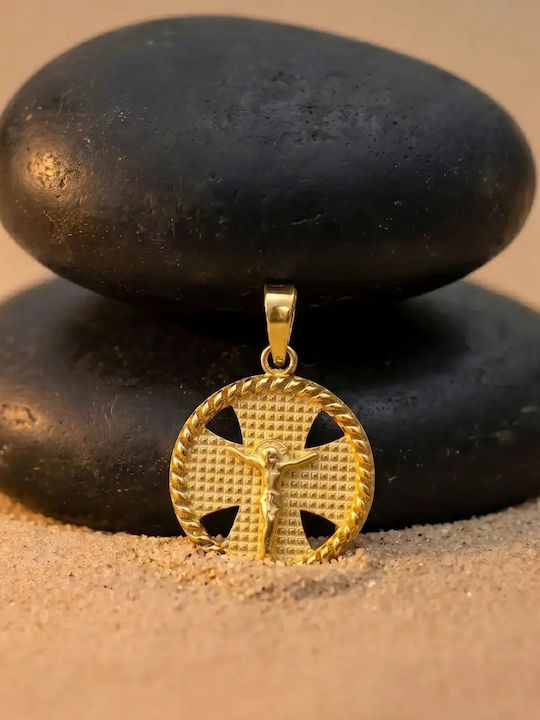 Kids Charm Pendant Double Sided with Chain from 9K Gold 056016