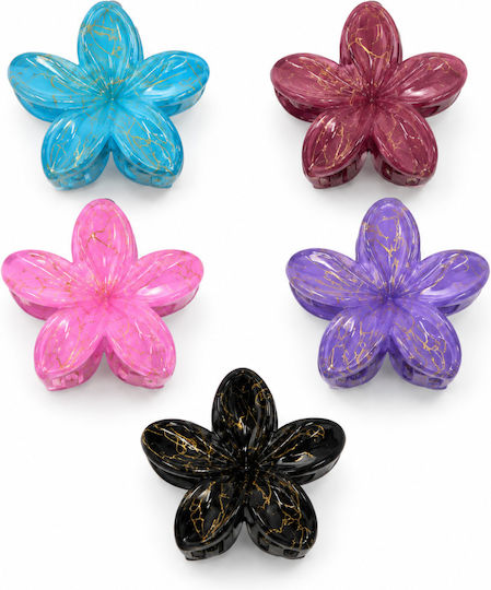 Hair Claw Clip With Flowers Gold Details 8 Cm 6 Colours 1 Piece