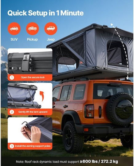 Vevor SY09 Camping Mountaineering Tent Black 4 Seasons for 2 People Waterproof 3000mm 212x132x95cm