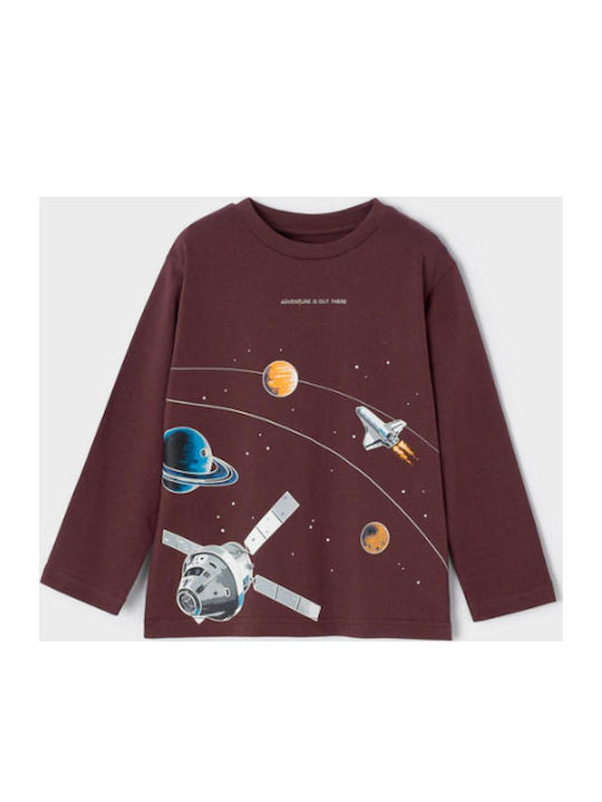 Kids Long-sleeved Top Burgundy Galaxy
