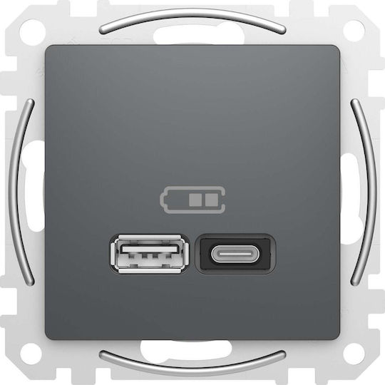 Schneider Electric Sedna Design Μονή Πρίζα Ρεύματος Μαύρη