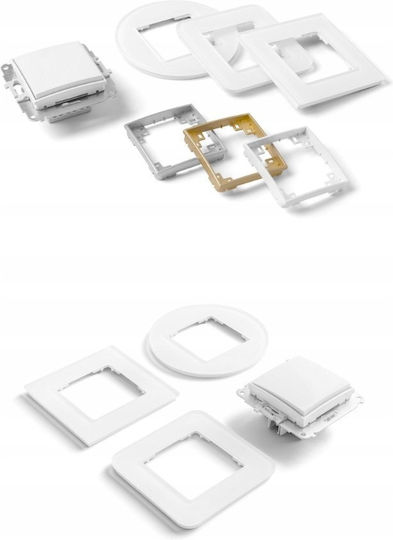 Icon Double Power Socket Mechanism Frame Grounding 2x 2p+z Overcast Front Tracks Matt White 25igpr-2zp