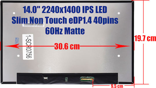 Laptop Screen 14" LED / Slim / Touch / 60Hz 2560x1440 Matte 40 Pin for Dell Inspiron 14 Plus 7420 1-SCR0756