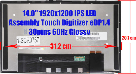Laptop-Monitore 14" Berühren Sie / IPS / LED / 60Hz 1920x1200 Glänzend für Laptop Thinkpad X1 Yoga 6. Generation 1-SCR0757
