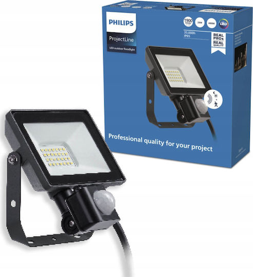 Philips Projectline Waterproof LED Floodlight 20W Natural White 4000K with Motion Sensor IP65