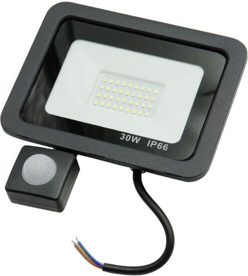 Водоустойчив LED Прожектор 30W с Motion Sensor IP66