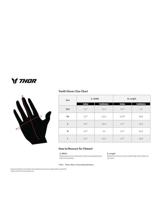 Thor Launchmode Sommerzeit Kinder Motorradhandschuhe Schwarz
