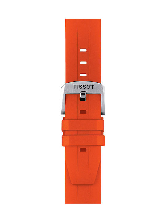 Tissot Мъжки Часовник 45.5mm Хронограф На Батерия С Оранжев Каучуков Каишка