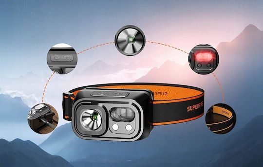 Superfire Rechargeable Head LED Flash Light IP44 with Maximum Brightness 116lm