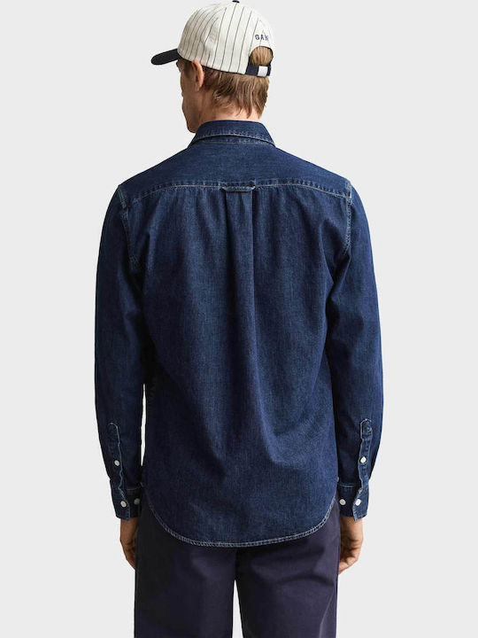 Short Sleeve Shirt in Regular Fit Dark Aged Denim