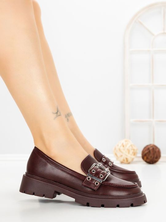 Damen Mokassins in Burgundisch Farbe