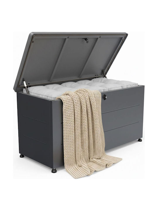 Relaxdays Outdoor Storage Box Plastic Grey L155xW50xH59cm