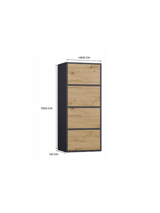 Büroaufbewahrungsschrank aus Holz Anthrazit 48,5x40x119,5cm