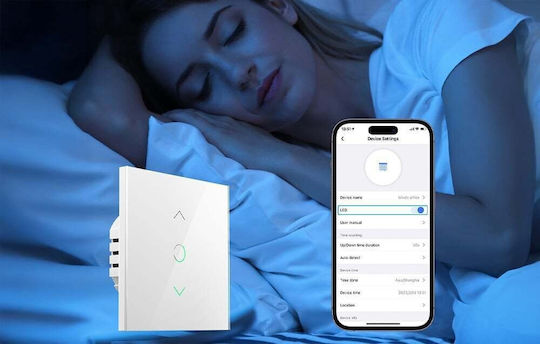 Meross Χωνευτός Διακόπτης Τοίχου Αφής Wi-Fi Ρολών Μονός με Πλαίσιο