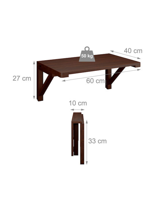 Masă Pliabilă din Lemn Masiv Dark Brown 60x40cm