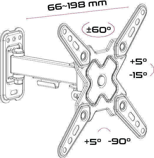 Unitronic JL41861P/UNI Βάση Τηλεόρασης Οροφής με Βραχίονα έως 42" και 20kg