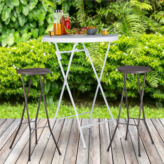 Metallic Outdoor Bar Stool Dark Brown 2 Pieces 29x29x80cm