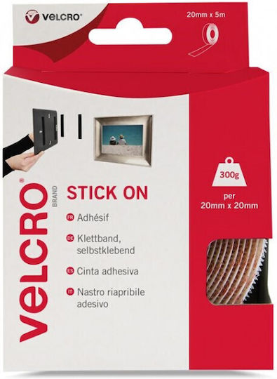 Velcro Self-Adhesive Hook & Loop Tape Black 20mmx5m 1pcs