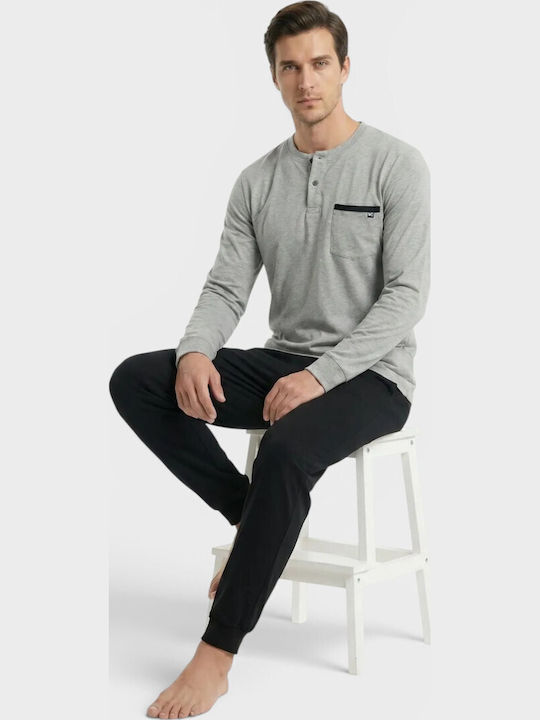 Nina Club Urban Relax Мъжка Пижама 100% Памучна Сива Nc27760-2-сив