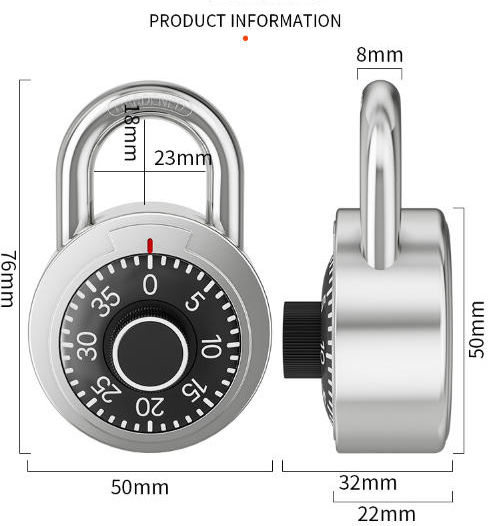 Padlock Brass Combination 50mm Silver