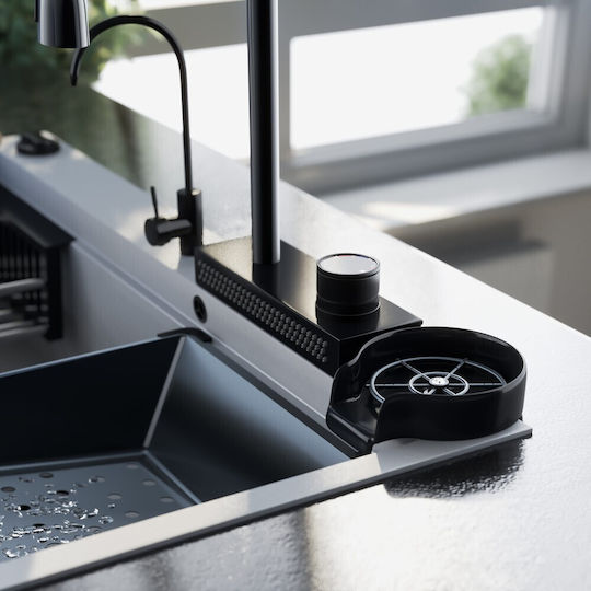 Sanitec Ultra Granite SAN.850.33.NRO.INX Drop-In Sink Inox W79xD50cm Black