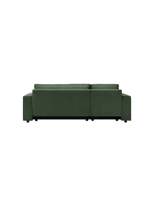 Corner Couch Bed with Right Corner & Storage Space Green 240x92x82 cm