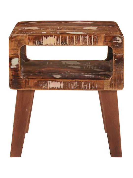Rectangular Side Table made of Solid Wood Multicolour M40xL32xH46cm