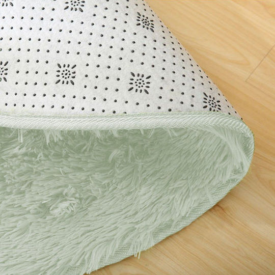 Strado Carpets Αντιολισθητικό Χαλί Στρογγυλό Shaggy White Lime Φ150cm