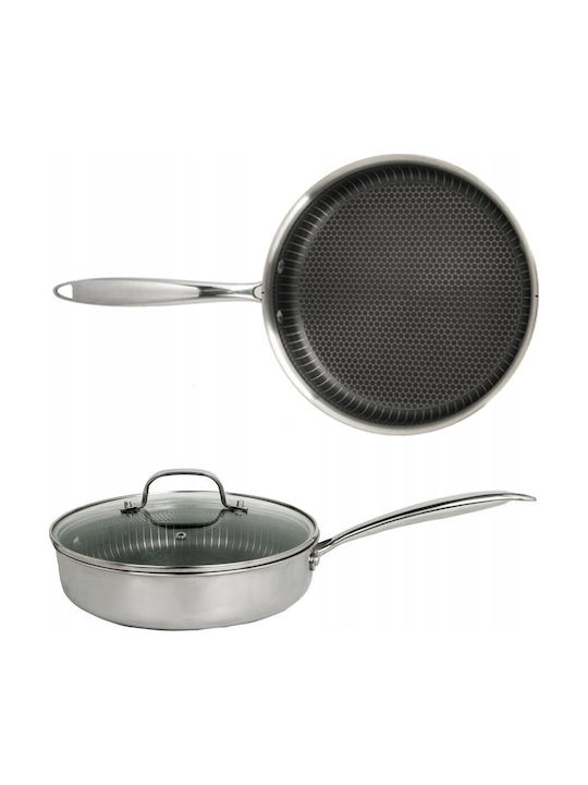 Zilan Pan Mit Deckel aus Edelstahl mit Antihaftbeschichtung 26cm