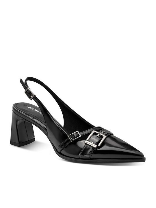 Leder Pumps mit Spitze Zehe Mit Mittelhohem Absatz Schwarz