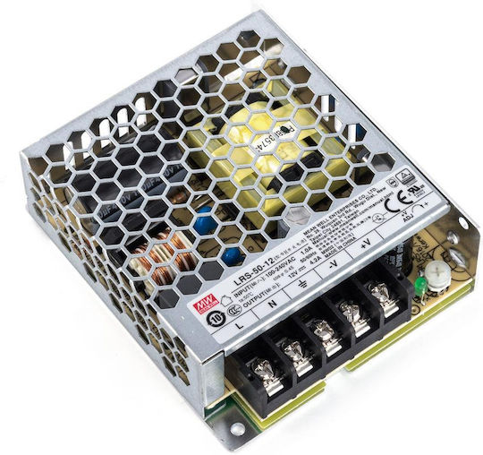Mean Well Adjustable LED Power Supply IP20 Power 50W with Output Voltage 12V