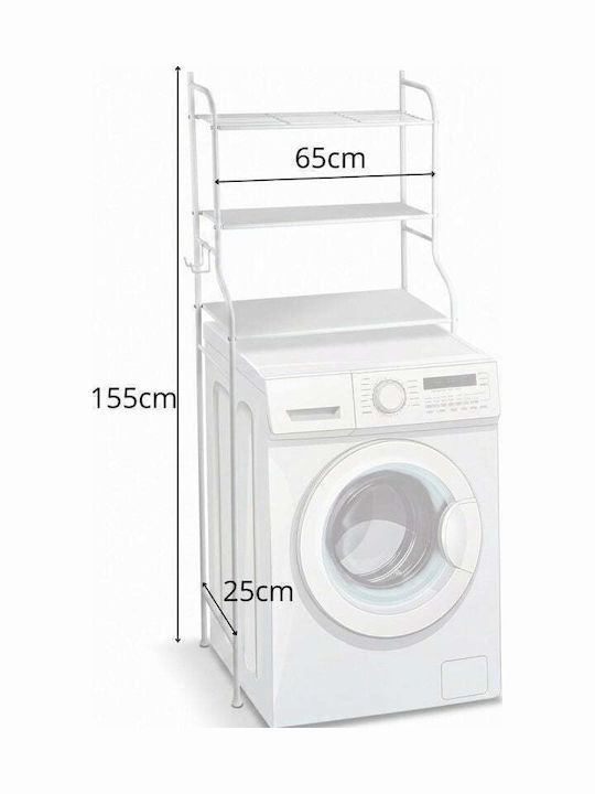 Επιδαπέδια Ραφιέρα Μπάνιου Μεταλλική 65x25x155cm Λευκή