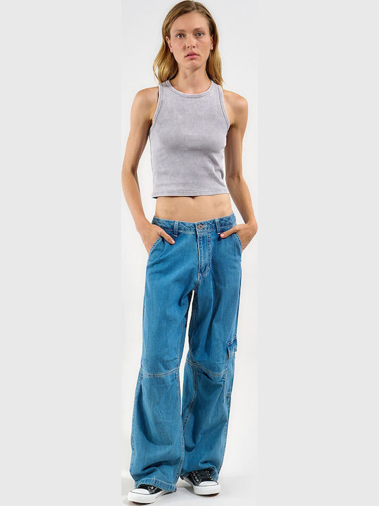 Women's Cotton Sleeveless Grey Blouse
