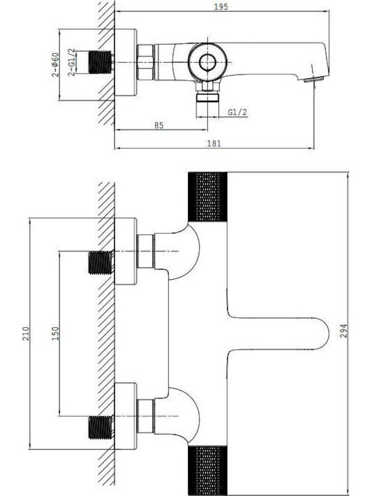 Cersanit Mixing Shower Shower Faucet Thermostatic Black