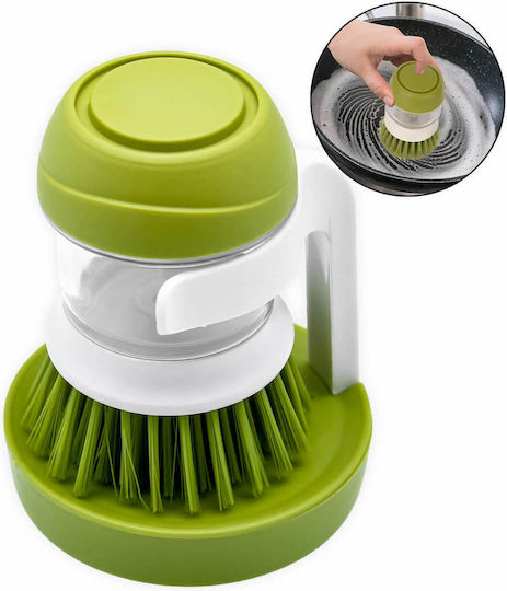 Kitchen Brush with Base and Soap Holder, Green