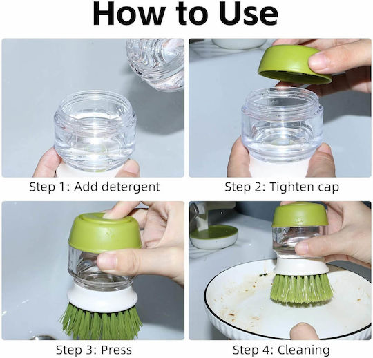 Kitchen Brush with Base and Soap Holder, Green