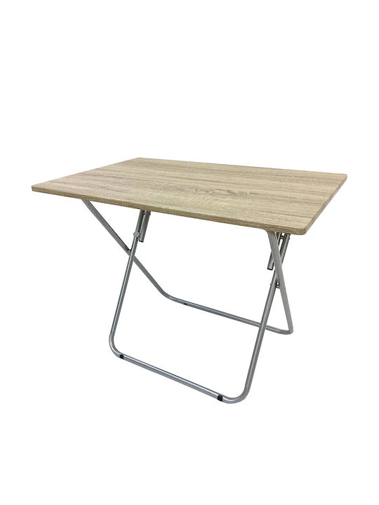 Table Kitchen Collapsible Wooden with Metal Frame Sonoma/silver 90x60x72cm