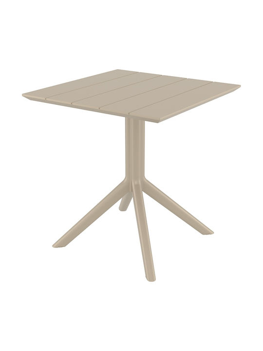 Paris Square Table Kitchen Polypropylene Taupe 70x70x74cm