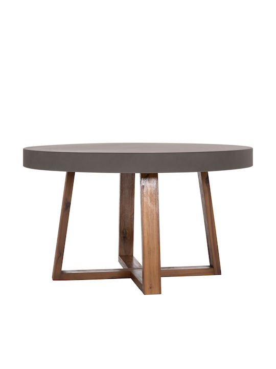Rundes Esszimmer- und Küchentisch mit Beton-Oberflächenmaterial in Grau 130x130x75cm