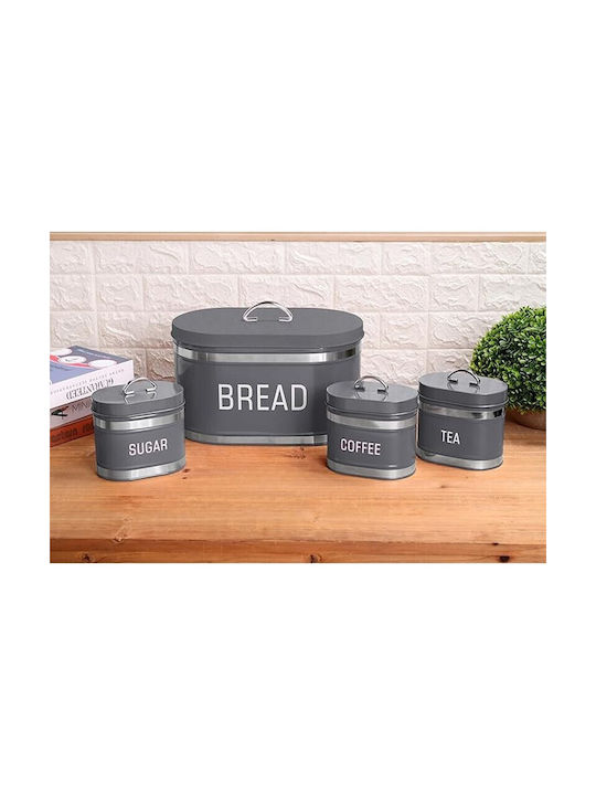 Set 4 Pieces Coffee Tea Sugar Storage Jars with Metallic Brown Lid GD-713A
