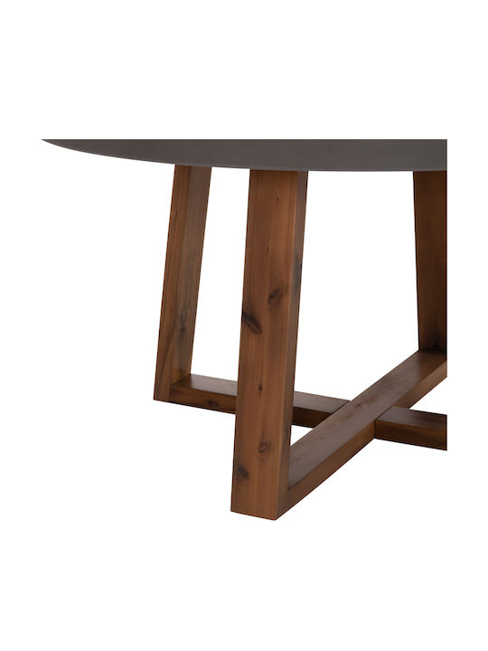 Rundes Esszimmer- und Küchentisch mit Beton-Oberflächenmaterial in Grau 130x130x75cm