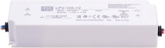 Mean Well Adjustable Dimmable Waterproof LED Power Supply IP67 Power 100W with Output Voltage 12V