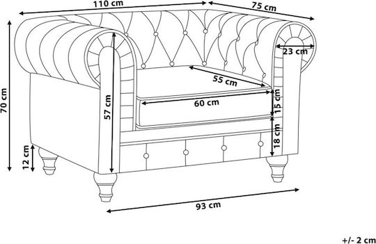Sessel Samt Rot 110x75x70cm