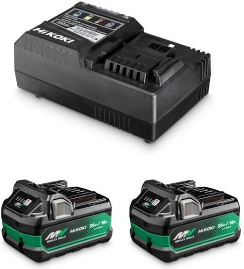 Hikoki 18V 5,0Ah Akku BSL1850 2 Stück + Ladegerät UC18YSL3