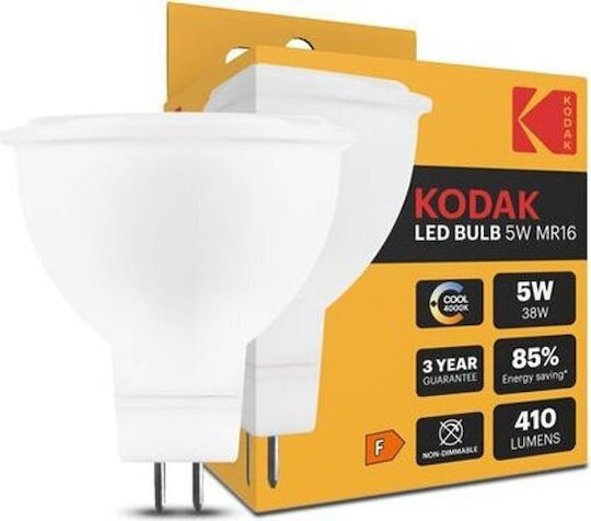 Kodak Λάμπα LED 5W για Ντουί GU5.3 και Σχήμα MR16 Φυσικό Λευκό 410lm