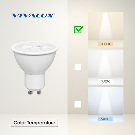 Vivalux Λάμπα LED 9W για Ντουί GU10 Θερμό Λευκό 657lm