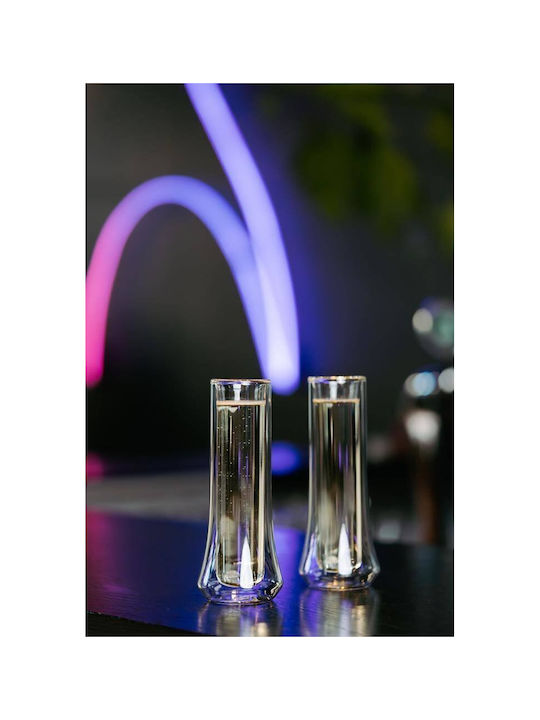 Vialli Design Σετ Ποτήρια Σαμπάνιας από Γυαλί Κολωνάτα 140ml 2τμχ